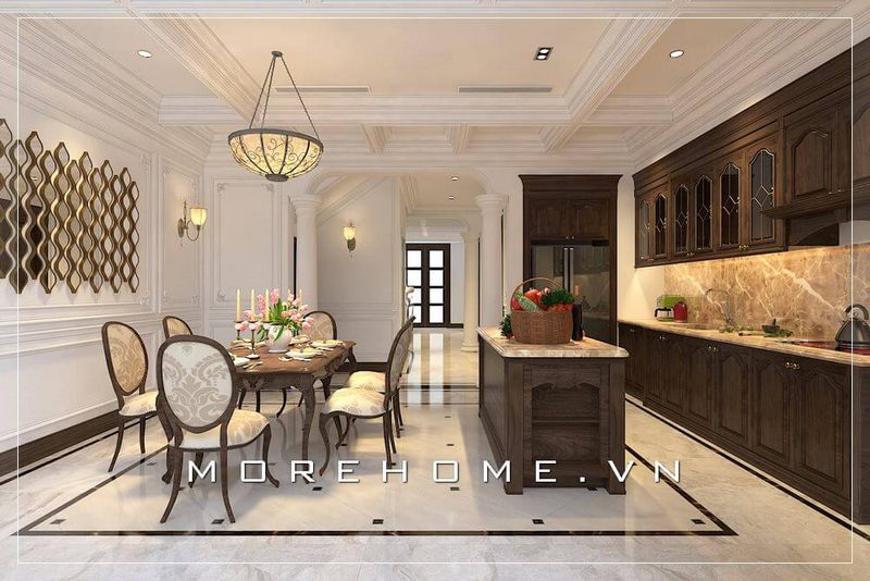 Thiết kế nội thất phòng bếp biệt thự